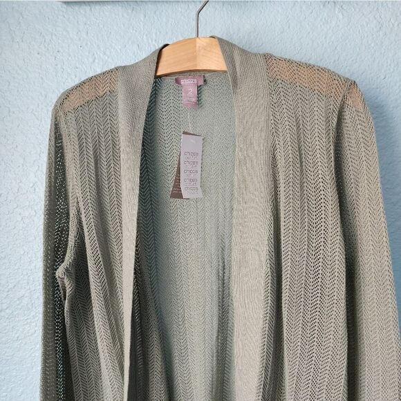 Chico's design vintage light dust moss green cardigan sweater - Picture 3 of 7